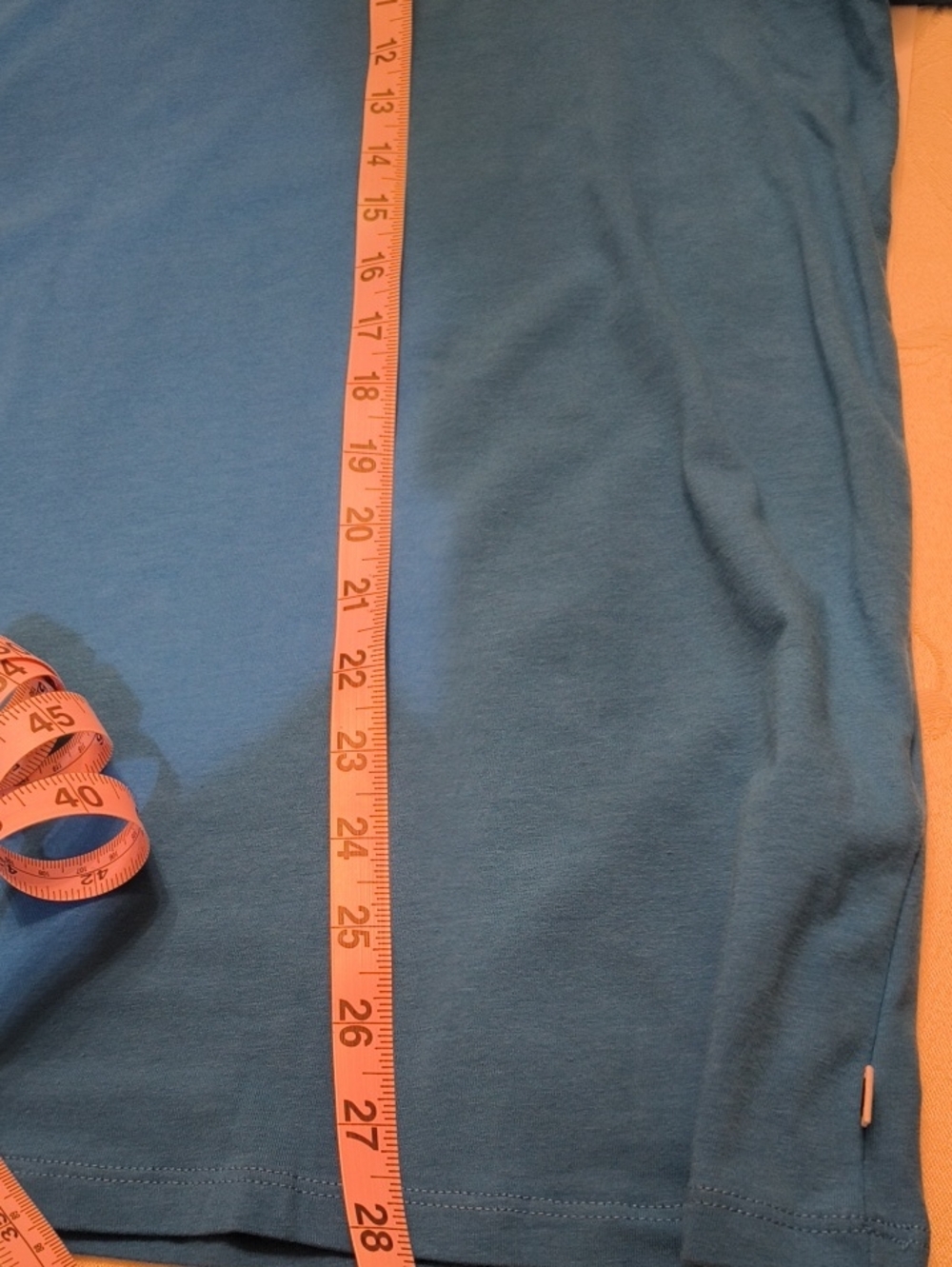 Karl Lagerfeld Turquoise Blue Rhinestone Script Tee - Picture 11 of 12